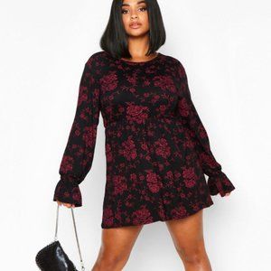 Long Sleeve Floral Smock Dress